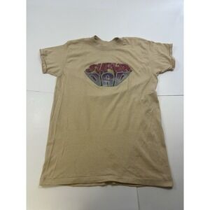 Vintage 70s Super Dad Iron On T Shirt Thin Size Medium Beige
